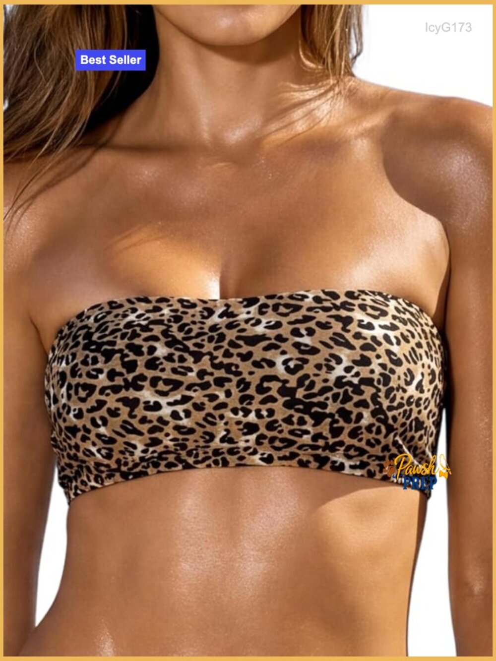 Strapless Bandeau Bikini Top with Tie Back Lace-Up